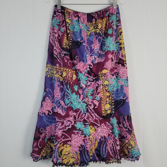 Westbound floral hi-lo pull-on skirt size M multicolor Y2K colorful boho - Picture 6 of 9